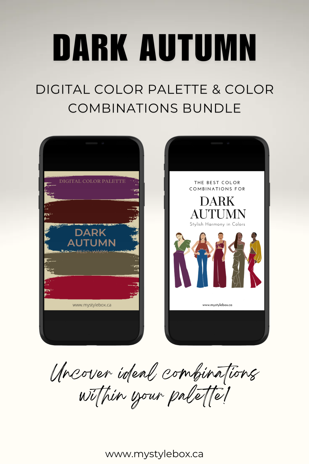 Dark (Deep) Autumn Digital Color Palette and Color Combinations