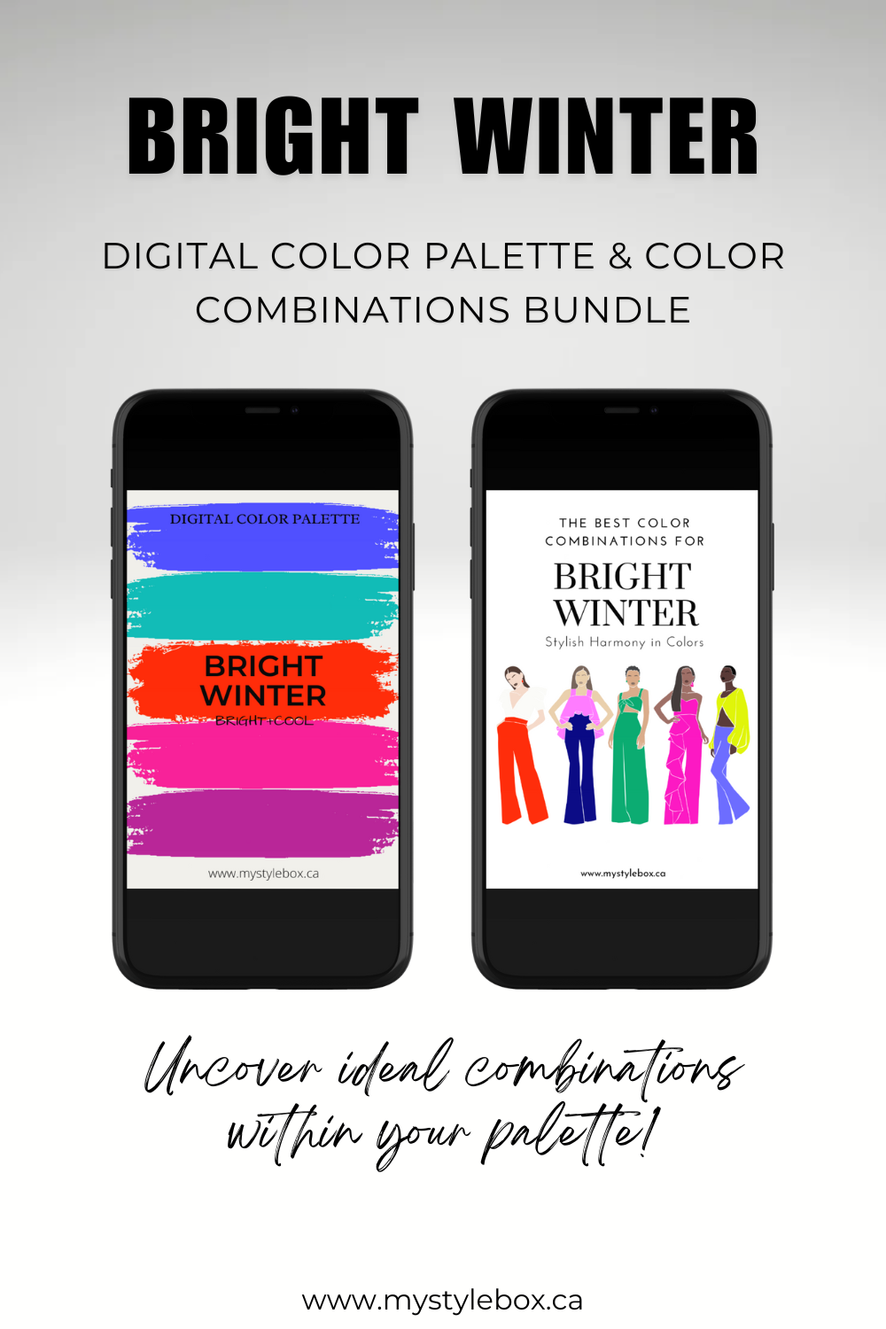 Bright Winter Digital Color Palette and Color Combinations