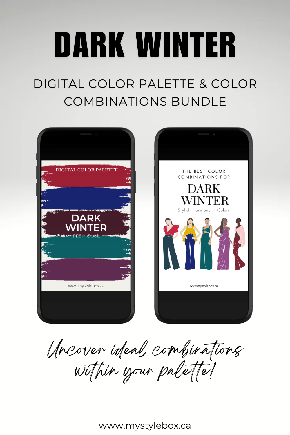 Dark (Deep) Winter Season Digital Color Palette and Color Combinations
