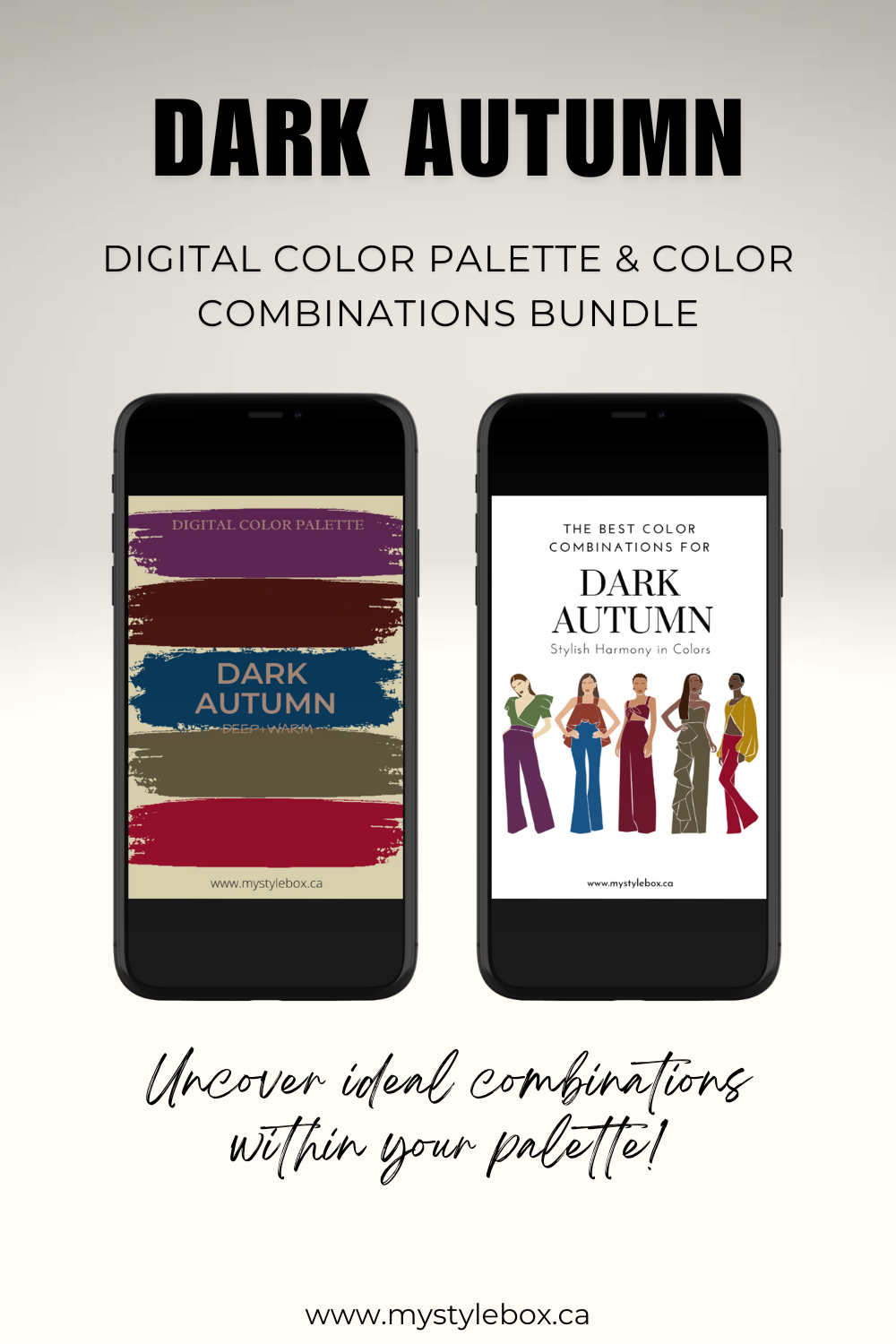 Dark (Deep) Autumn Season Digital Color Palette and Color Combinations