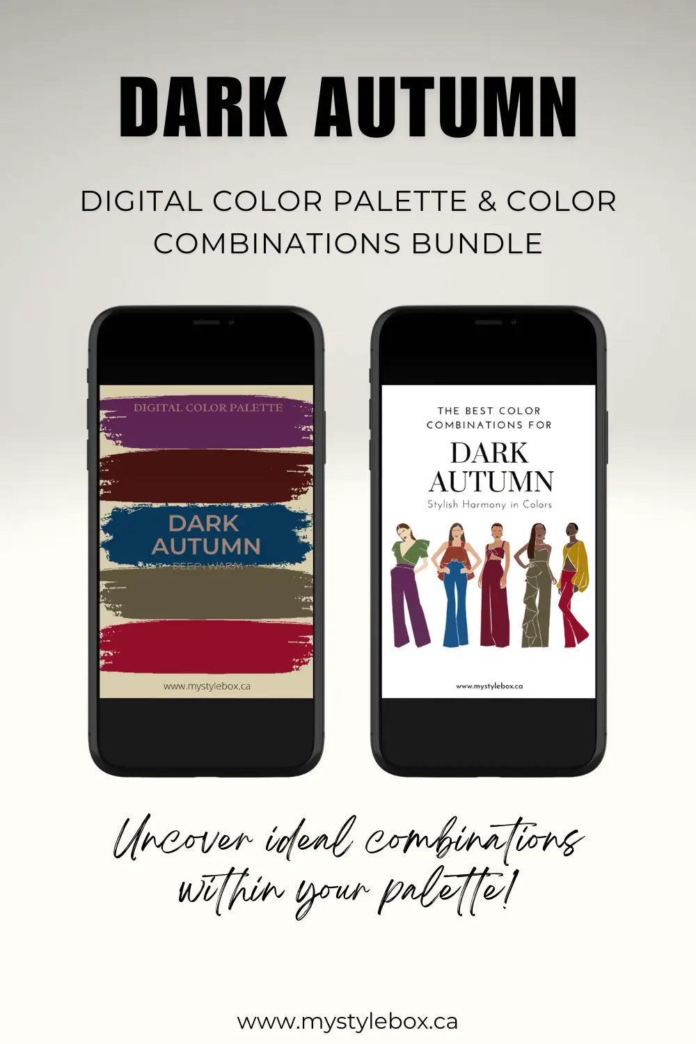 Dark (Deep) Autumn Season Digital Color Palette and Color Combinations