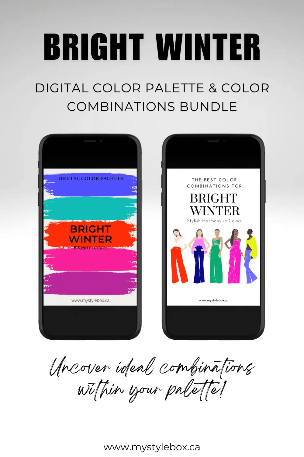 Bright Winter Season Digital Color Palette and Color Combinations