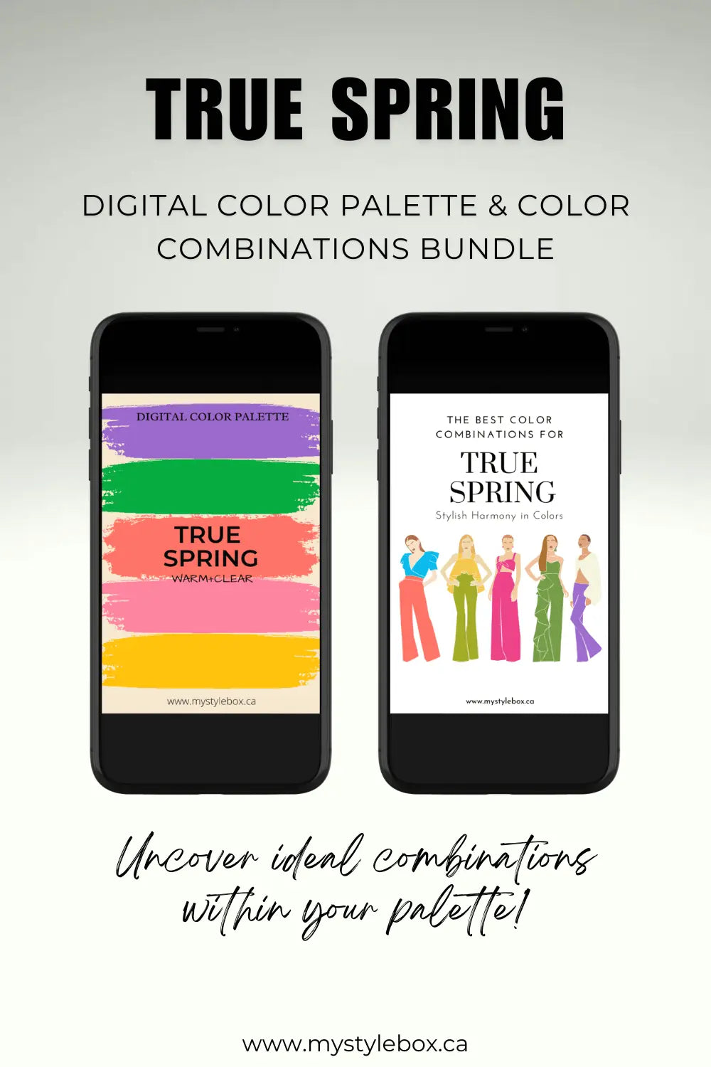 True (Warm) Spring Season Digital Color Palette and Color Combinations