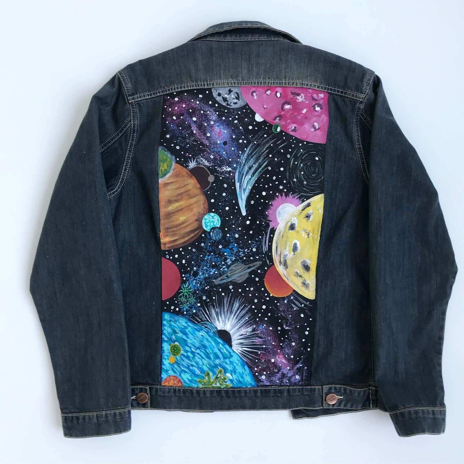 Hand Painted Jean Jacket (Space Design) - Mystylebox